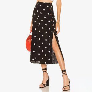 FREE PEOPLE Retro love Polka Dot Midi Dress in Black White Size 8